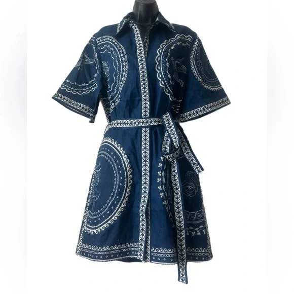 Alemais Oceane Blue and White Mini Dress - Picture 8 of 11